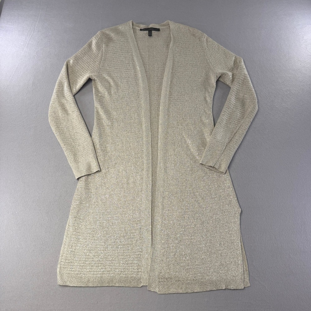 White House Black Market Duster Cardigan Womens Small Gold Excellent Metallic
